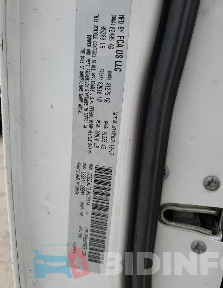 2C3CDXCT2JH176114 Photo# 12