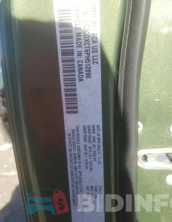 2C3CDXCT6PH512890 Photo# 12