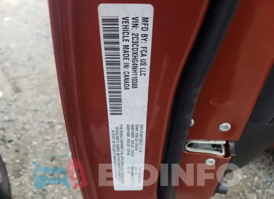 2C3CDXHG4NH110388 Photo# 12