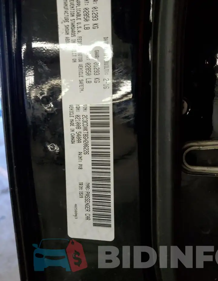 2C3CDXKT8GH206226 Photo# 12