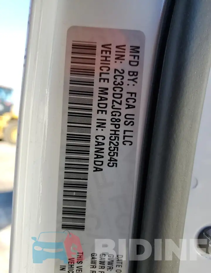 2C3CDZJG8PH525545 Photo# 12