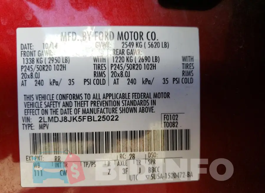 2LMDJ8JK5FBL25022 Photo# 14