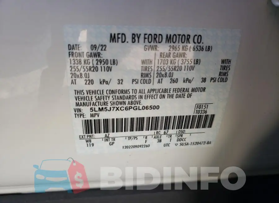 5LM5J7XC6PGL06500 Photo# 13