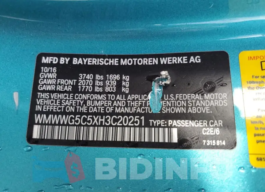 WMWWG5C5XH3C20251 Photo# 13