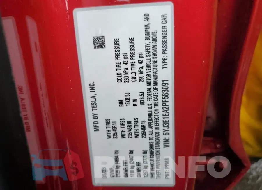 5YJ3E1EA2PF583091 Photo# 13
