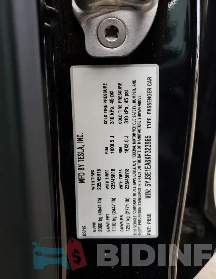 5YJ3E1EA8KF323965 Photo# 12