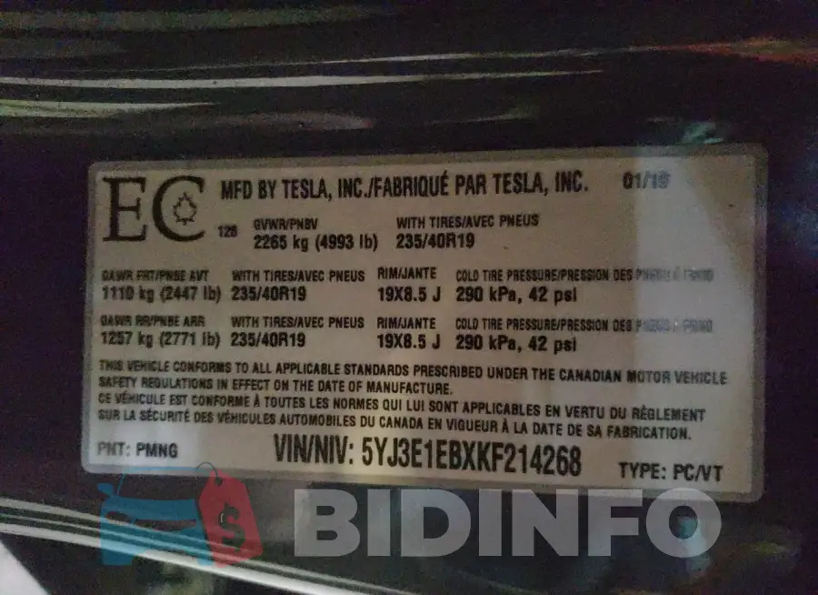 5YJ3E1EBXKF214268 Photo# 13