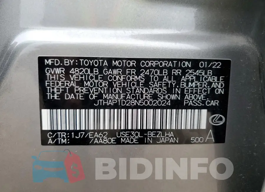 JTHAP1D28N5002024 Photo# 12