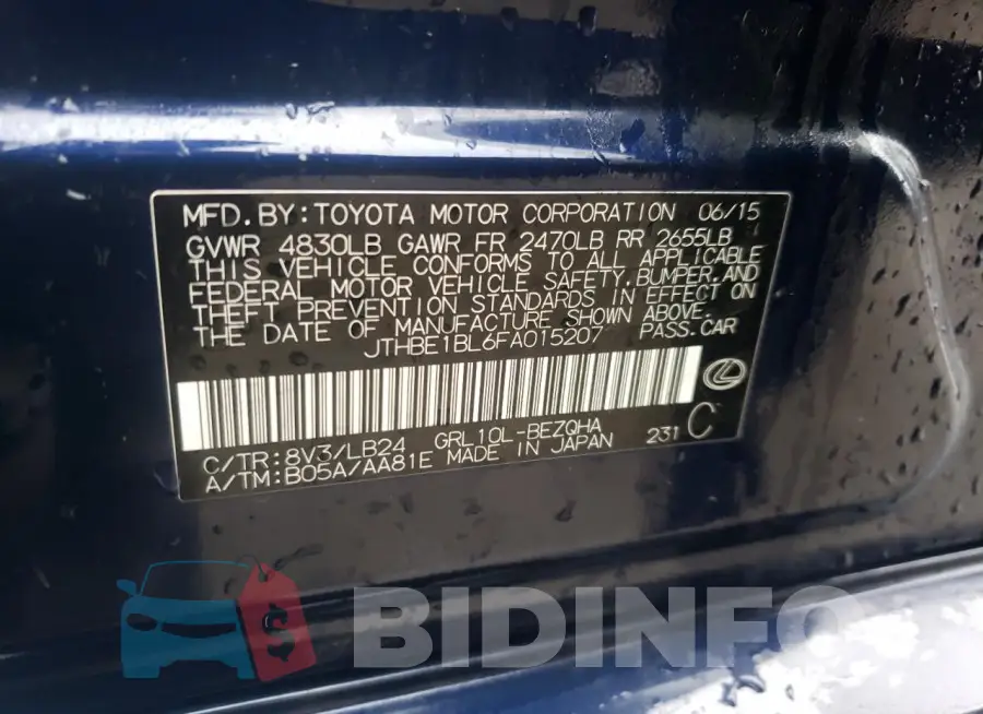 JTHBE1BL6FA015207 Photo# 13