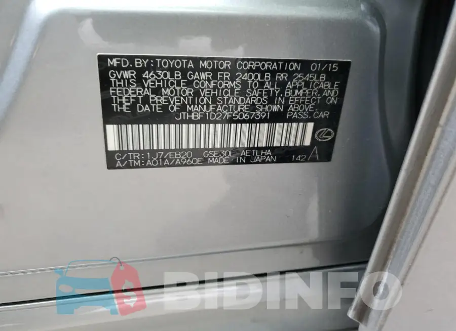 JTHBF1D27F5067391 Photo# 12