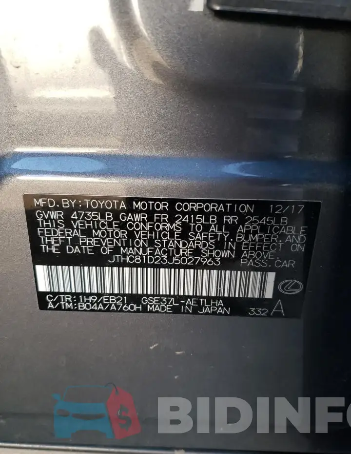 JTHC81D23J5027963 Photo# 12