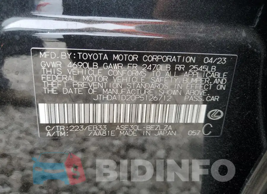 JTHDA1D20P5126712 Photo# 12