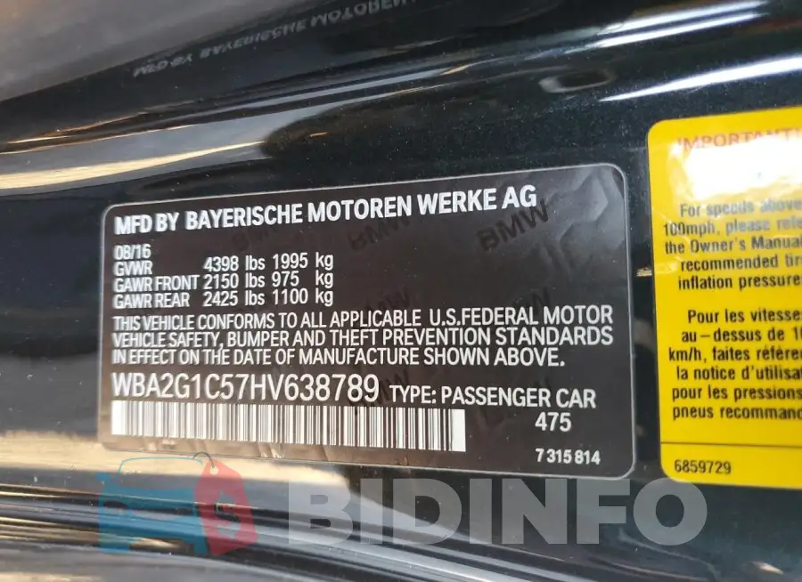 WBA2G1C57HV638789 Photo# 12