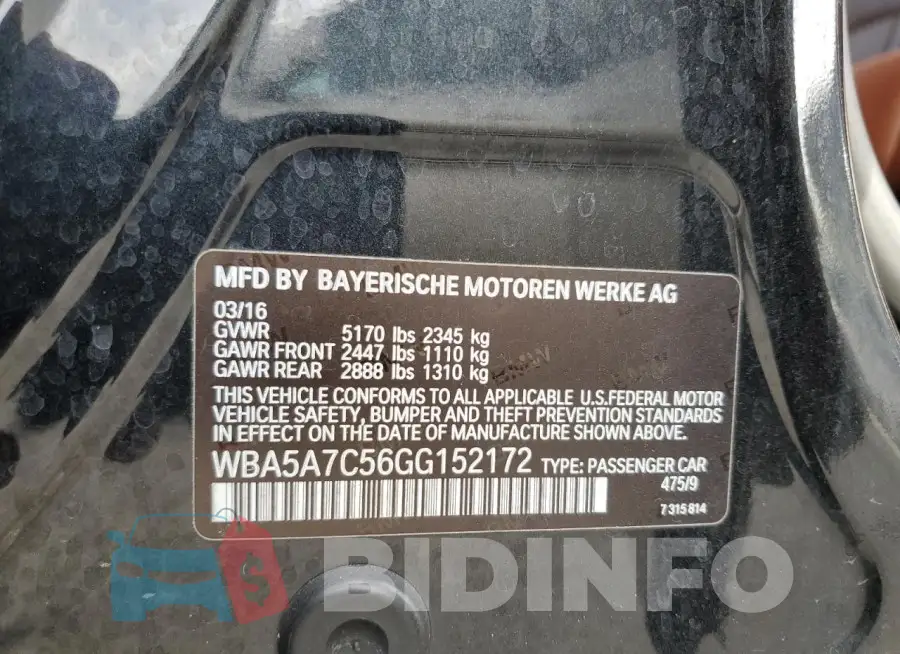 WBA5A7C56GG152172 Photo# 12
