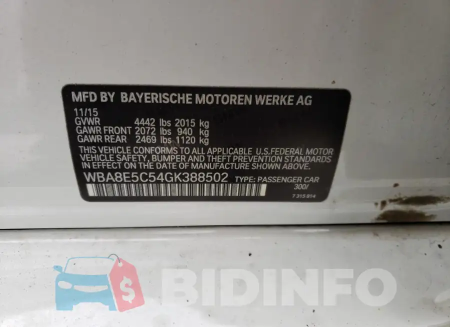 WBA8E5C54GK388502 Photo# 13