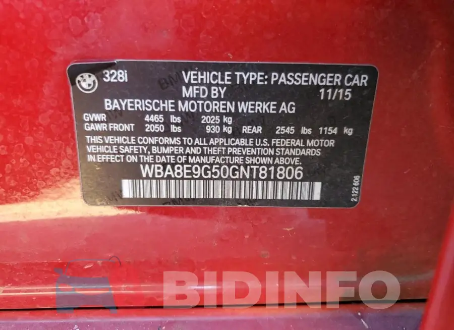 WBA8E9G50GNT81806 Photo# 13
