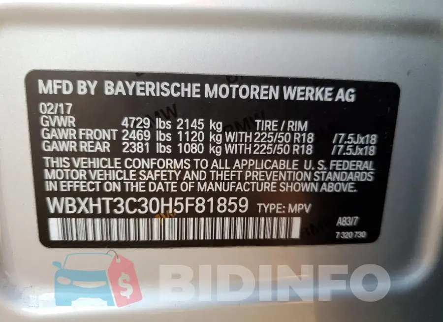 WBXHT3C30H5F81859 Photo# 13