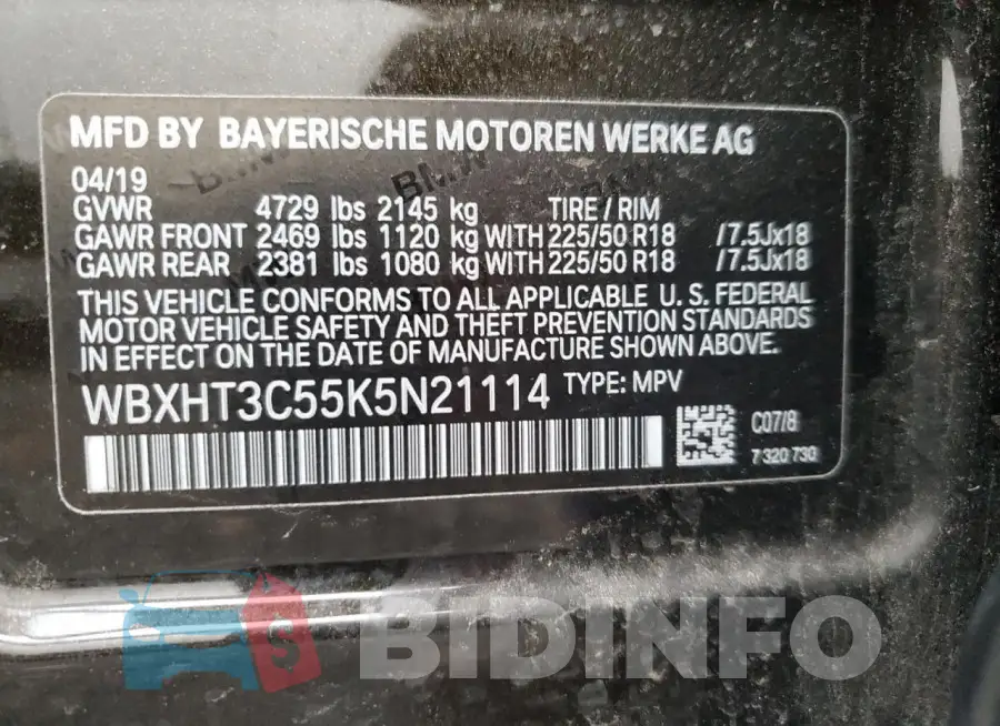 WBXHT3C55K5N21114 Photo# 12