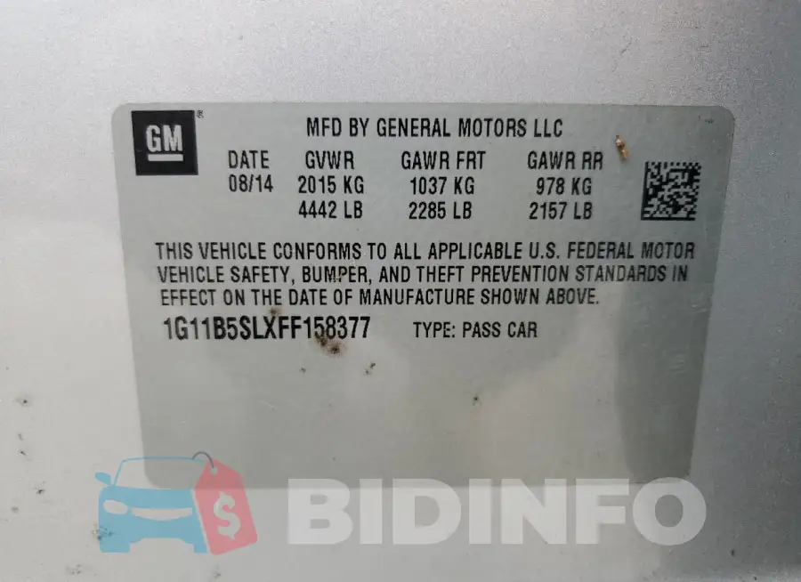 1G11B5SLXFF158377 Photo# 12