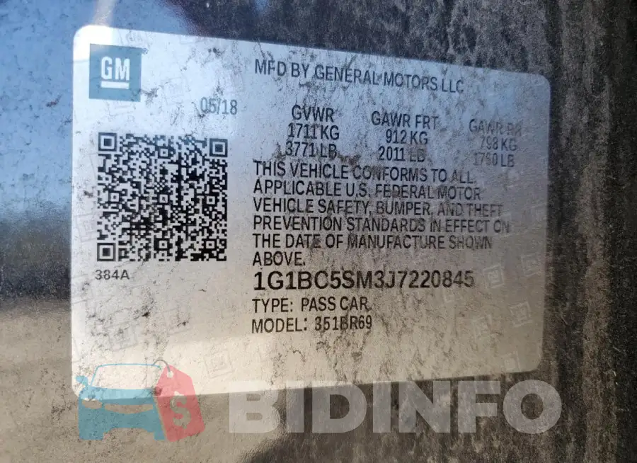 1G1BC5SM3J7220845 Photo# 12