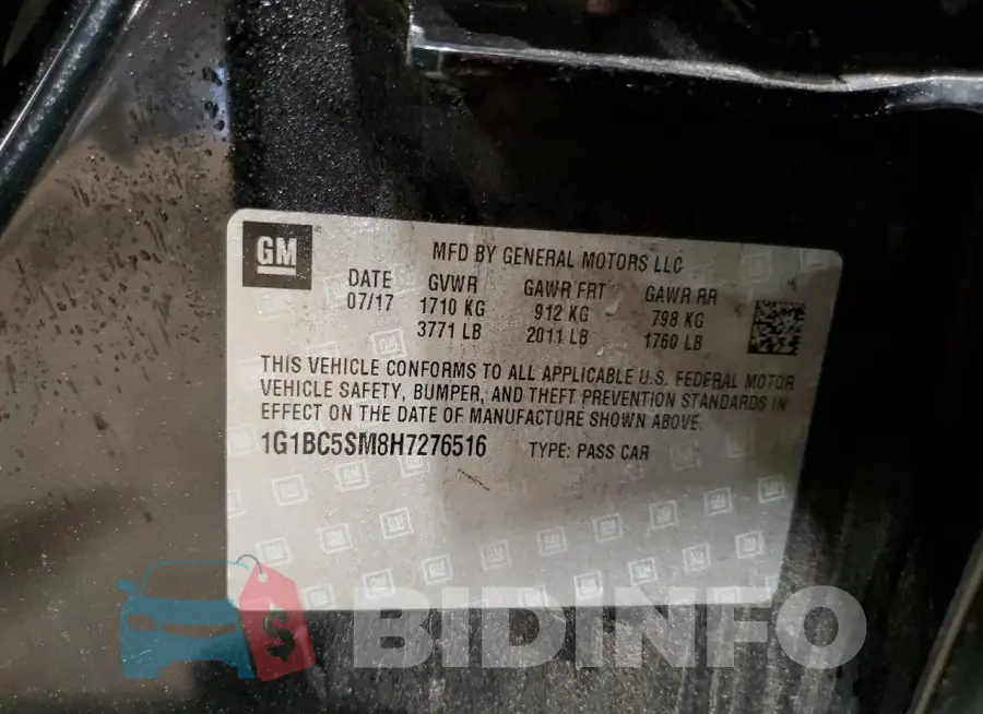 1G1BC5SM8H7276516 Photo# 12