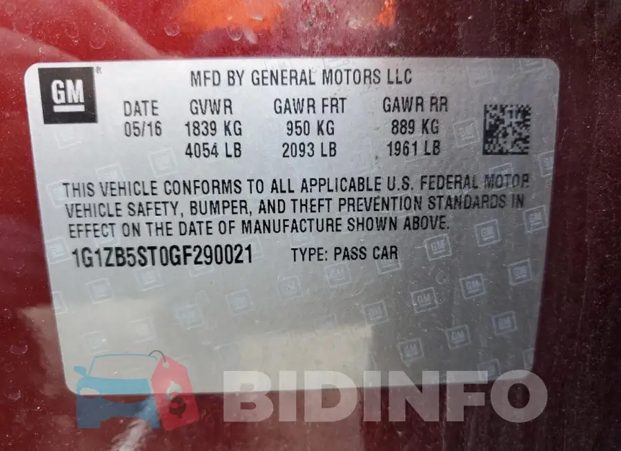 1G1ZB5ST0GF290021 Photo# 12