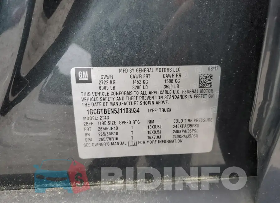 1GCGTBEN5J1103934 Photo# 12