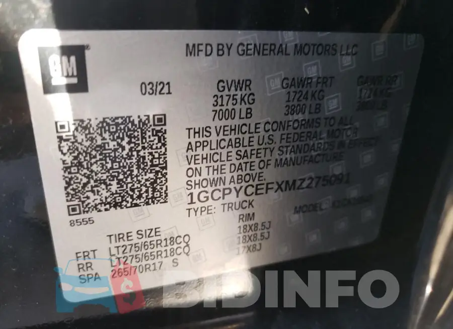 1GCPYCEFXMZ275091 Photo# 12