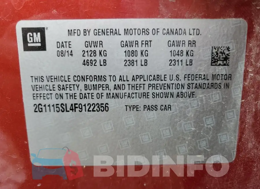 2G1115SL4F9122356 Photo# 12