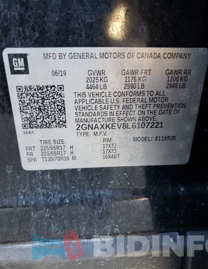 2GNAXKEV8L6107221 Photo# 13