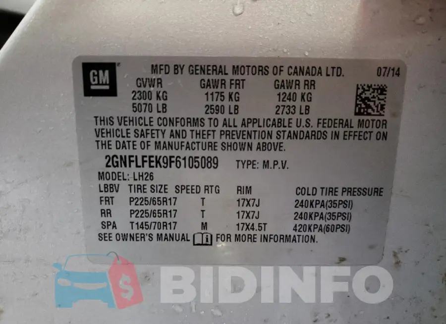 2GNFLFEK9F6105089 Photo# 14