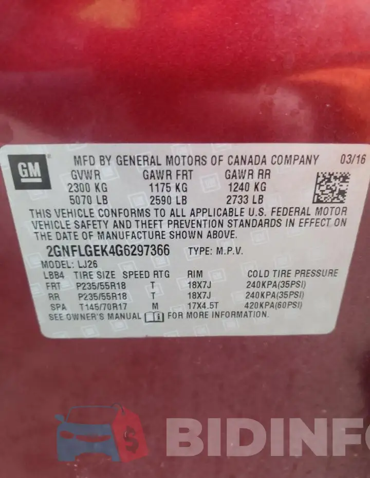 2GNFLGEK4G6297366 Photo# 14