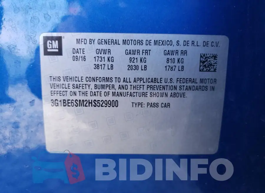 3G1BE6SM2HS529900 Photo# 12