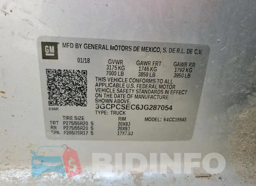 3GCPCSEC6JG287054 Photo# 12