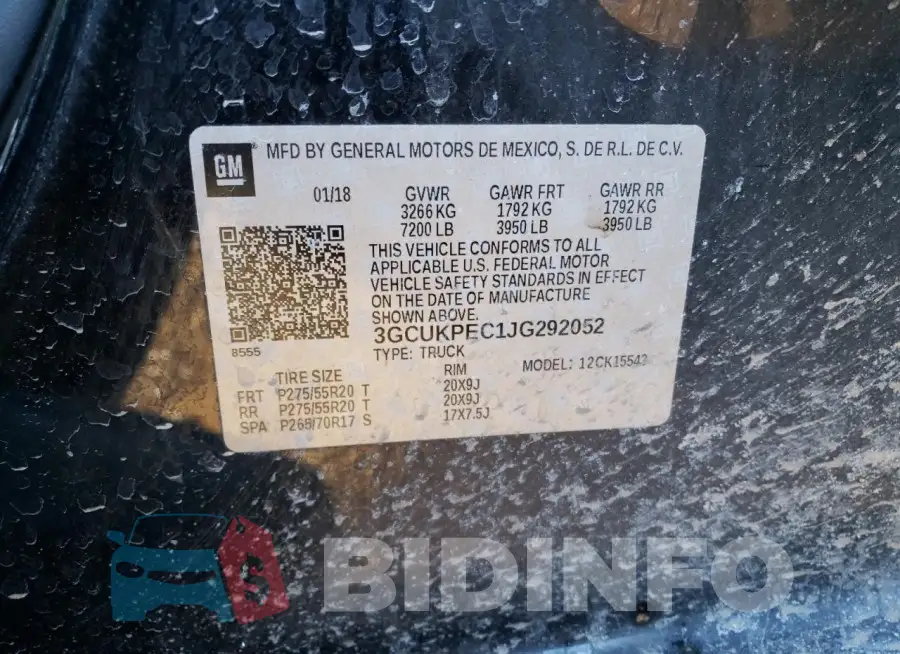 3GCUKPEC1JG292052 Photo# 12