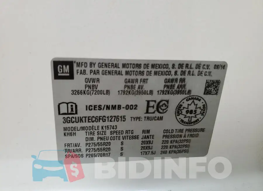 3GCUKTEC6FG127615 Photo# 12