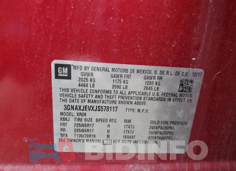 3GNAXJEVXJS578117 Photo# 13