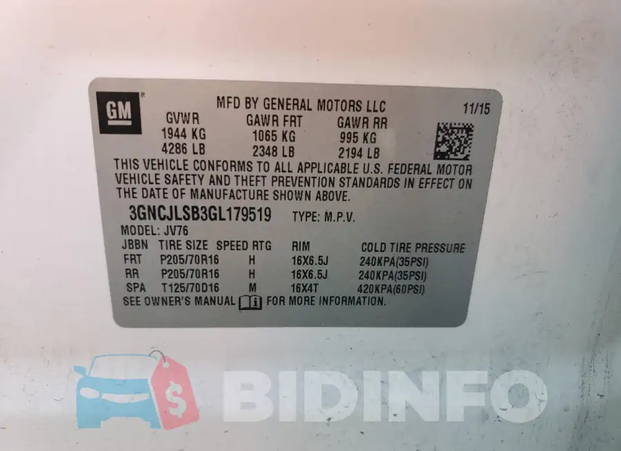 3GNCJLSB3GL179519 Photo# 13