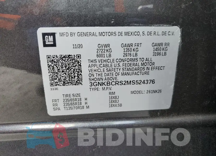 3GNKBCRS2MS524376 Photo# 13