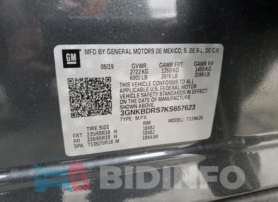 3GNKBDRS7KS657623 Photo# 14