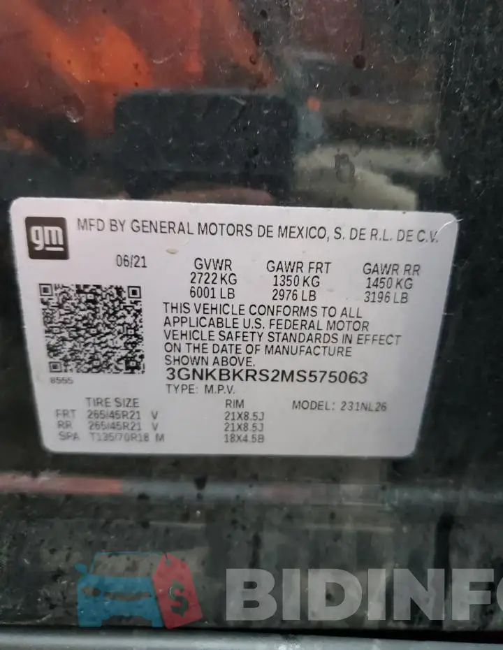 3GNKBKRS2MS575063 Photo# 12