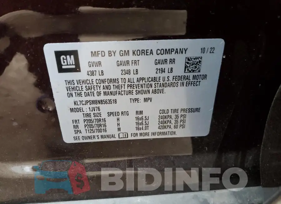 KL7CJPSM8NB563518 Photo# 13