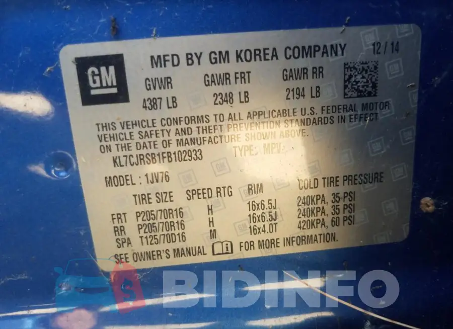 KL7CJRSB1FB102933 Photo# 13