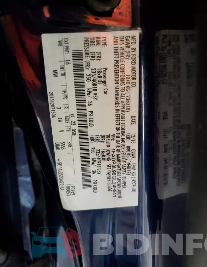 1FADP3L96GL249541 Photo# 13
