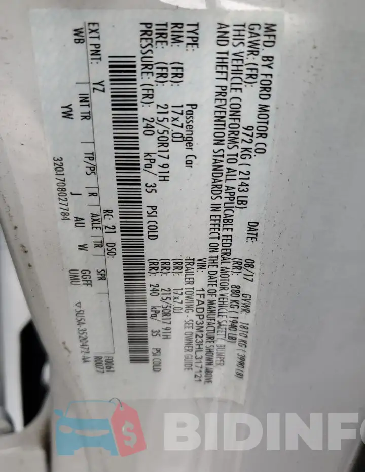 1FADP3M23HL317121 Photo# 12