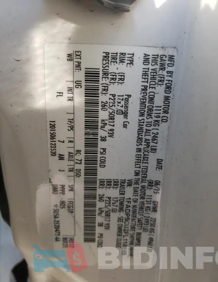 1FADP5CU2FL118699 Photo# 13