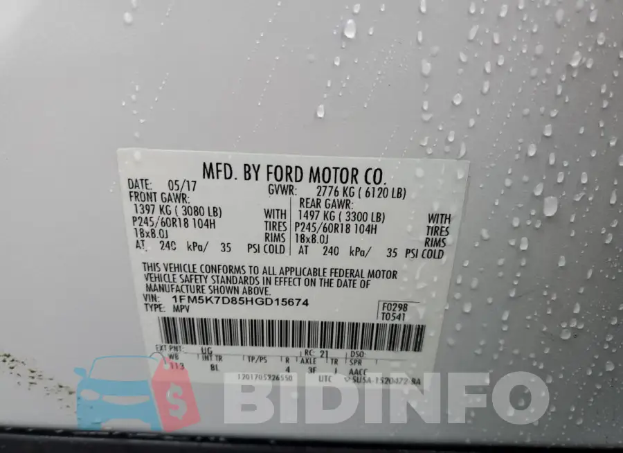 1FM5K7D85HGD15674 Photo# 12