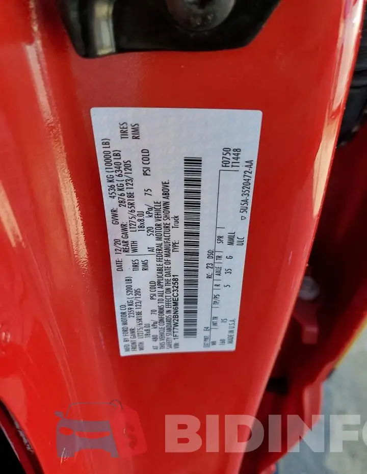 1FT7W2BN6MEC32581 Photo# 12