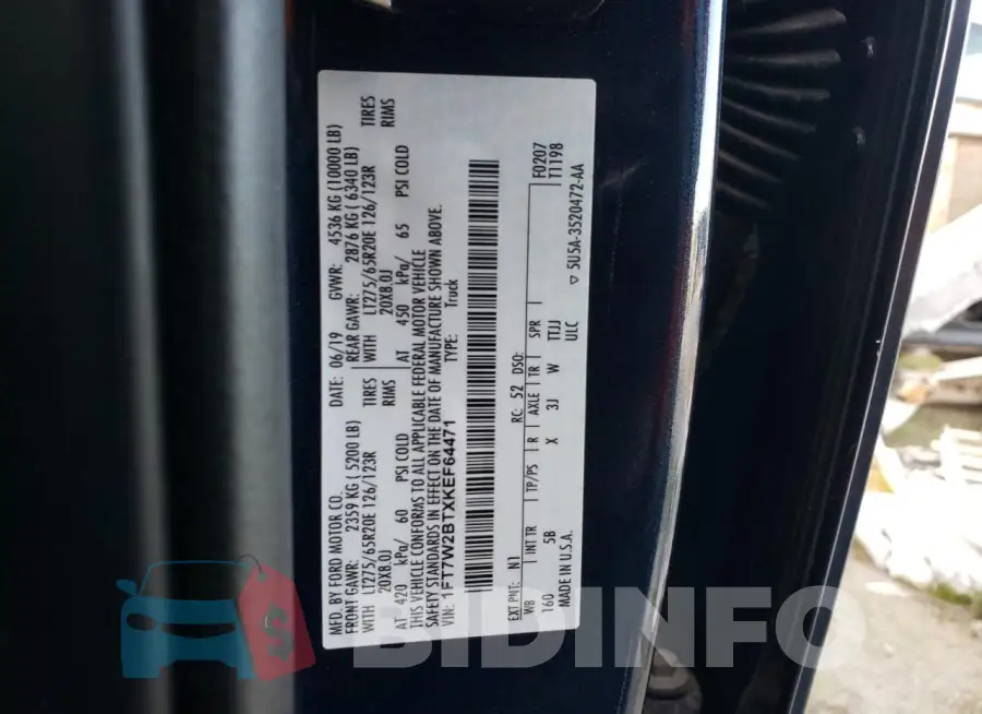 1FT7W2BTXKEF64471 Photo# 12
