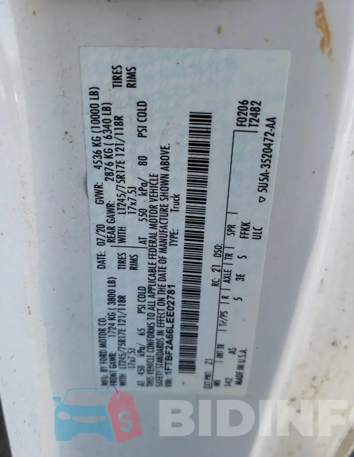 1FTBF2A66LEE02781 Photo# 12